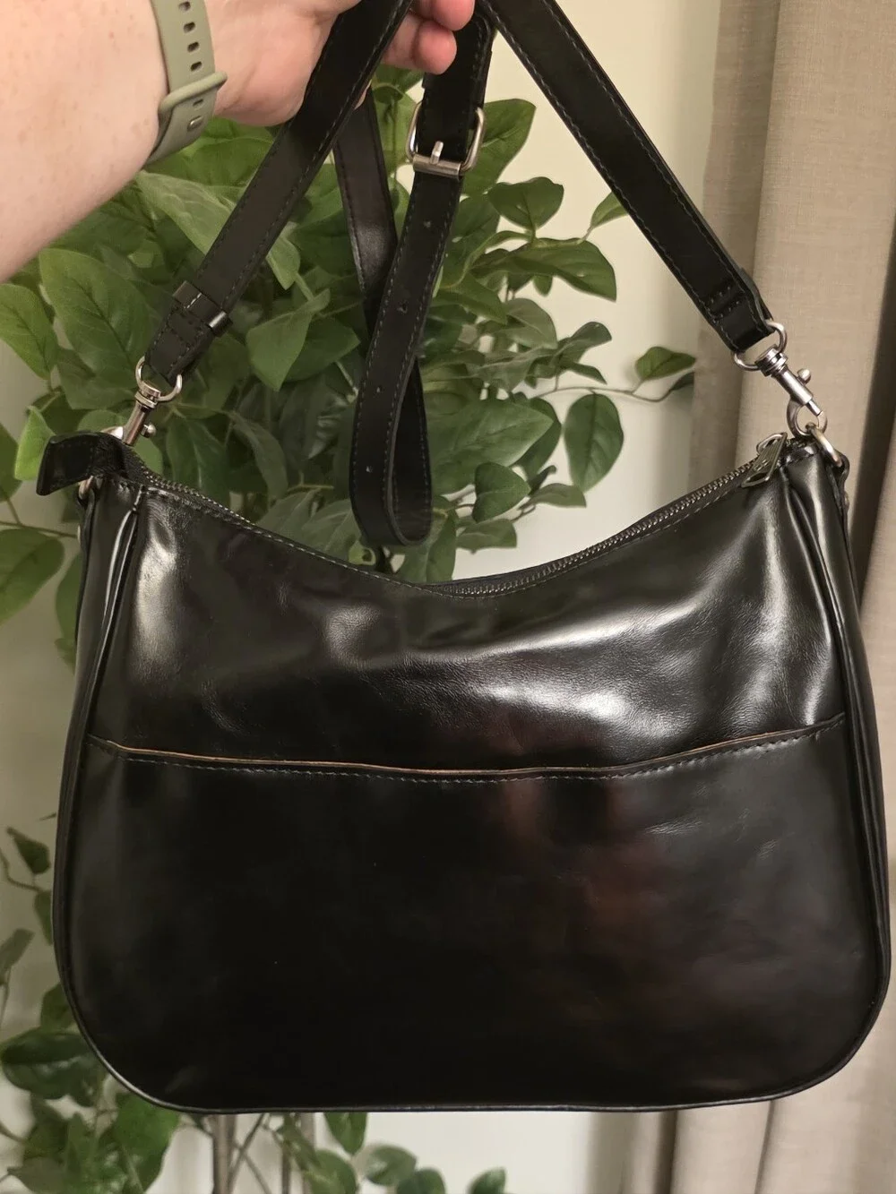 Patricia Nash Vintage Distressed Athani Black Leather Crossbody Bag
